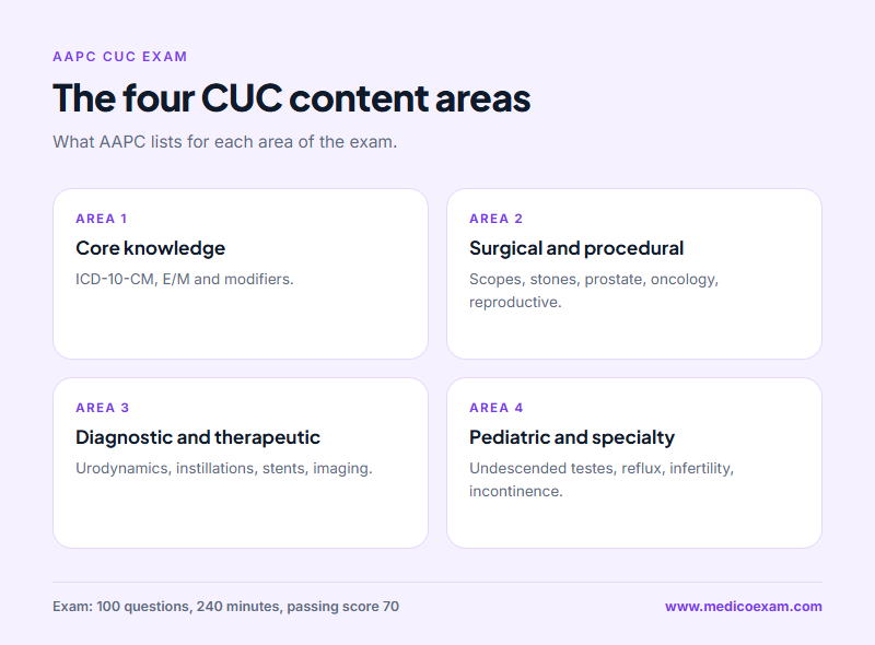 The four CUC content areas from core knowledge to pediatric and specialty urology