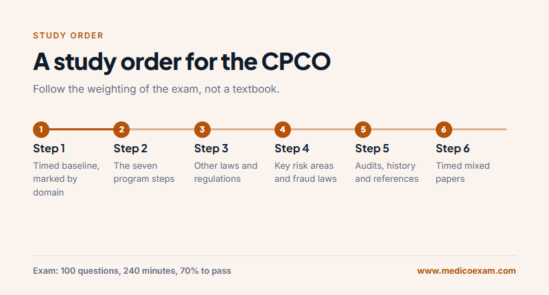 Six-step CPCO study order from a timed baseline to timed mixed papers