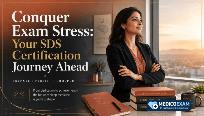 A calm, confident adult woman, a certified Sleep Disorders Specialist, looking towards a bright, promising future, symbolizing the successful completion of the NBRC SDS certification and new career opportunities.