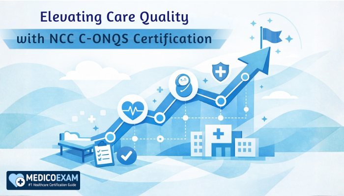 An infographic-style image illustrating the upward trajectory of care quality and patient safety, with abstract medical icons representing obstetric and neonatal care, linked by data points. The visual emphasizes the impact of NCC C-ONQS certification on healthcare excellence.