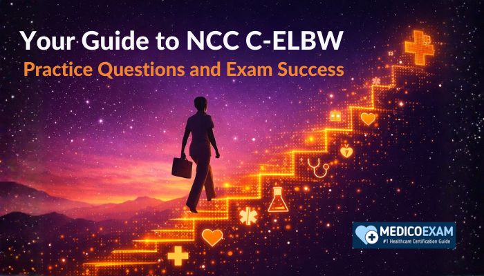 Professional climbing a glowing staircase symbolizing career growth through C-ELBW certification.