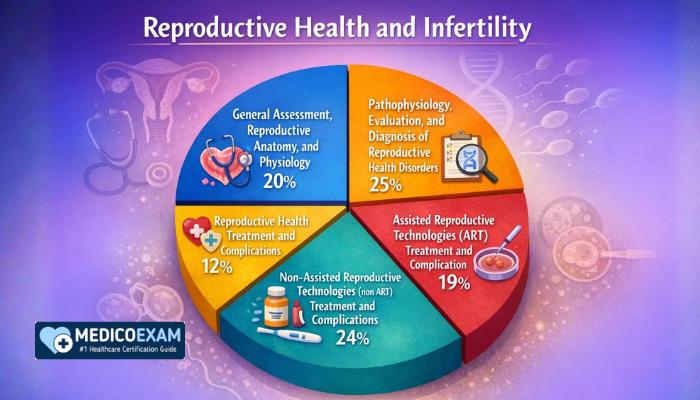 Reproductive Health and Infertility exam content distribution chart.