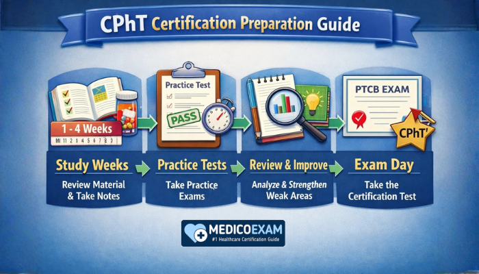 Step-by-step CPhT certification preparation guide flowchart for exam success